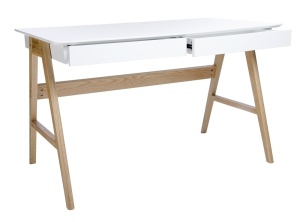 BIROU RIVA, ALB MAT/STEJAR, 120 CM, STIL SCANDINAV, B2 - Img 2