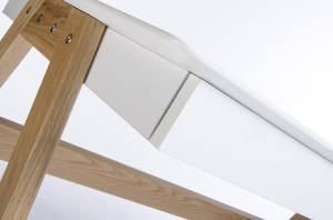 BIROU RIVA, ALB MAT/STEJAR, 120 CM, STIL SCANDINAV, B2 - Img 4
