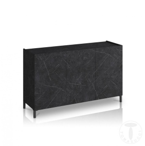 BUFET 130CM, EDDY BLACK, COD 4685, STIL MODERN, REALIZATA PANOURI LAMINATE, EFECT MARMURA NEAGRA - Img 2