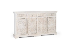 BUFET 180CM, ALB ANTICHIZAT, LEMN MASIV DE MANGO, REALIZAT MANUAL, GINER Y COLOMER - Img 3