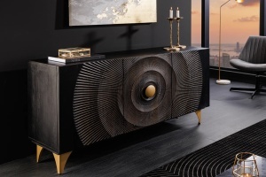 BUFET, GOLDEN SUNSET, 140CM, 3D, LEMN DE MANGO, NEGRU, ARTIM GROUP SELECTION