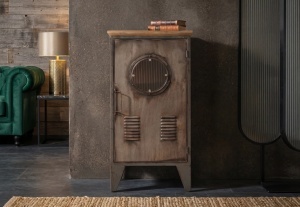 BUFET LIVING DEOSEBIT, NAUTILUS 80CM, REALIZAT DIN LEMN DE PIN SI METAL, CULOARE MARO ANTICHIZAT/NATUR, ARTIM GROUP