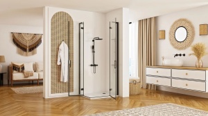 CABINA DE DUS REA HUGO DOUBLE, 90x90 CM, NEGRU, DIN STICLA, CALITATE SUPERIOARA - Img 4