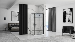 CABINA DE DUS REA MOLIER DOUBLE, PLIABILA, 90x110CM, NEGRU, DIN STICLA, CALITATE SUPERIOARA - Img 4