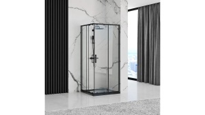 CABINA DE DUS REA PUNTO, 90x90 CM, NEGRU, DIN STICLA, CALITATE SUPERIOARA - Img 2