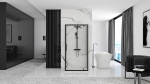 CABINA DE DUS REA RAPID SWING, 120x80CM, NEGRU, DIN STICLA, CALITATE SUPERIOARA - Img 3