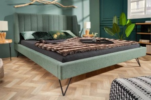 CADRU PAT 180X200CM, LA BEAUTE, COD 40792, DIN LEMN SI STOFA VERDE - Img 2