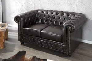 CANAPEA 2 LOCURI CHESTERFIELD 9685 DIN PIELE ECOLOGICA CAFENIU INCHIS