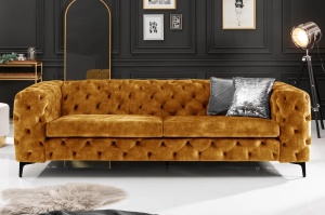 CANAPEA 240CM, BAROC 3 LOCURI, CATIFEA GALBEN MUSTAR, STIL CHESTERFIELD, ARTIM GROUP SELECTION