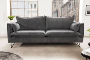 CANAPEA, 3 LOCURI, GRI RETRO, TEXTIL STIL RAIAT SI LEMN, ARTIM GROUP SELECTION