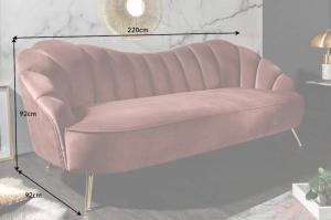 CANAPEA ARIELLE, 220CM, COD 40750, ROZ INCHIS, DESIGN RETRO - Img 6