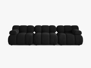 CANAPEA BELLIS, CU 3 LOCURI, NEAGRA, CU TAPITERIE DIN CATIFEA BLUVEL, MICADONI