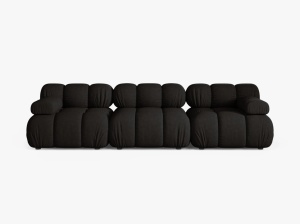 CANAPEA BELLIS, CU 3 LOCURI, NEGRU, CU TAPITERIE DIN TEXTIL STRUCTURAT LIBERTY, MICADONI