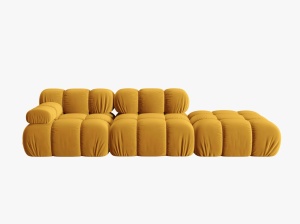 CANAPEA/COLTAR MODULAR BELLIS DREAPTA, 3 LOCURI, 282 CM, GALBEN 41, TAPITERIE DIN CATIFEA, DESIGN DEOSEBIT