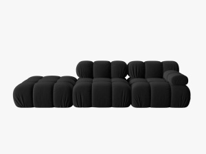 CANAPEA/COLTAR MODULAR BELLIS STANGA, 3 LOCURI, 282 CM, NEGRU 100, TAPITERIE DIN CATIFEA, DESIGN DEOSEBIT