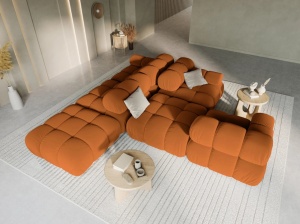 CANAPEA/COLTAR MODULAR BELLIS STANGA, 3 LOCURI, 282 CM, SCORTISORA 56, TAPITERIE DIN CATIFEA, DESIGN DEOSEBIT - Img 2