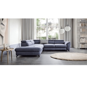 CANAPEA COPER, MODEL STANGA, GRI, DIN TEXTIL/STOFA, EXTENSIBIL, SPATIU DEPOZITARE, STIL MODERN, TK - Img 1