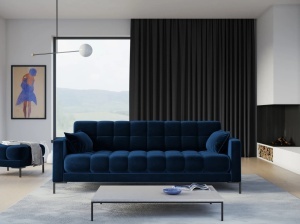 CANAPEA CU 4 LOCURI, MAMAIA ALBASTRU ROYAL BLUVEL, CU TAPITERIE DIN CATIFEA, MICADONI