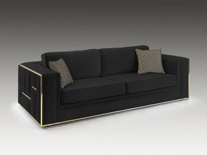 CANAPEA DE LUX, BERLIN, 9031289, 3 LOCURI, NEGRU/AURIU, DESIGN MODERN