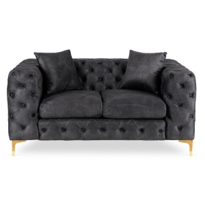 CANAPEA DEOSEBITA 2 LOCURI, ARTIM MEBLE, MATERIAL TEXTIL( CATIFEA) SI SUPORT METALIC, CULOARE NEAGRA/AURIU, STIL MODERN - Img 3