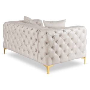 CANAPEA DEOSEBITA 2 LOCURI, ARTIM MEBLE, MATERIAL TEXTIL( CATIFEA) SI SUPORT METALIC, CULOARE CREM/AURIU, STIL MODERN - Img 4