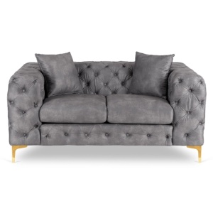 CANAPEA DEOSEBITA 2 LOCURI, ARTIM MEBLE, MATERIAL TEXTIL( CATIFEA) SI SUPORT METALIC, CULOARE GRI/AURIU, STIL MODERN - Img 3
