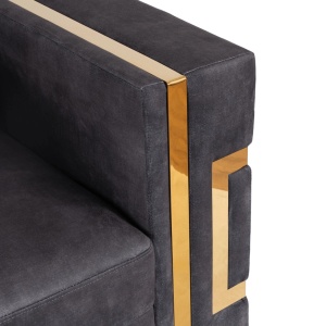 CANAPEA DEOSEBITA 3 LOCURI, ARTIM MEBLE, MATERIAL TEXTIL( CATIFEA) SI SUPORT METALIC, CULOARE NEAGRA/AURIU, STIL MODERN - Img 6