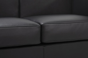 CANAPEA DUBLA NEAGRA DIN PIELE NATURALA SOFT LC2 STIL MODERN - Img 4