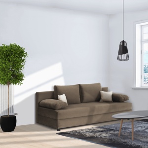 CANAPEA EXTENSIBILA CLIV, CAPPUCCINO/BEJ, DIN TEXTIL, CU SPATIU DEPOZITARE SI PERNE, STIL MODERN, TK