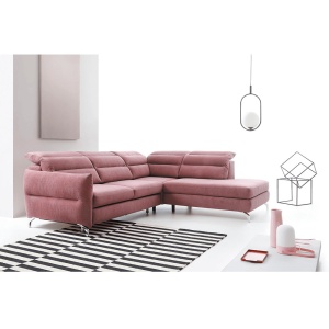 CANAPEA GREG, MODEL DREAPTA, ROZ/MOV, DIN TEXTIL/STOFA, EXTENSIBIL, SPATIU DEPOZITARE, STIL MODERN, TK - Img 1