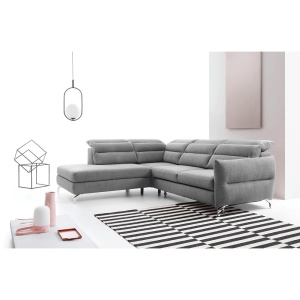 CANAPEA GREG, MODEL STANGA, GRI, DIN TEXTIL/STOFA, EXTENSIBIL, SPATIU DEPOZITARE, STIL MODERN, TK - Img 1