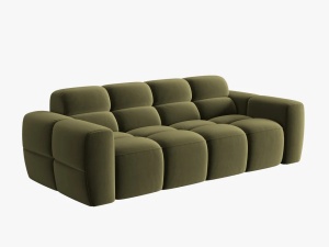 CANAPEA LISA, 3 LOCURI, 216 CM, VERDE OLIVE, TAPITERIE DIN CATIFEA, DESIGN DEOSEBIT - Img 2