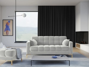 CANAPEA MAMAIA, 2 LOCURI, 152 CM, GRI DESCHIS 03/AURIU, TAPITERIE DIN CATIFEA, DESIGN DEOSEBIT