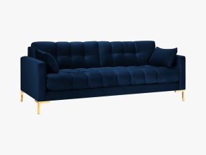 CANAPEA MAMAIA, 3 LOCURI, 177 CM, ALBASTRU ROYAL 86/AURIU, TAPITERIE DIN CATIFEA, DESIGN DEOSEBIT