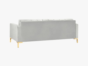 CANAPEA MAMAIA, 3 LOCURI, 177 CM, ARGINTIU 03/AURIU, TAPITERIE DIN CATIFEA, DESIGN DEOSEBIT - Img 4