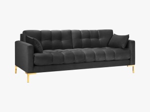 CANAPEA MAMAIA, 3 LOCURI, 177 CM, GRI INCHIS 18/AURIU, TAPITERIE DIN CATIFEA, DESIGN DEOSEBIT