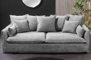 CANAPEA MATERIAL BOUCLE 200CM, TEDDY, CULOARE GRI, DESIGN MODERN, COD 44190 - Img 2