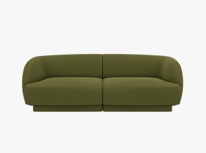 CANAPEA MILEY, CU 2 LOCURI, VERDE MASLINIU INCHIS, CU TAPITERIE DIN TEXTIL BOUCLE, MICADONI