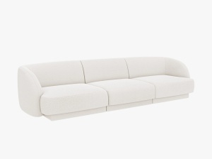 CANAPEA MILEY, CU 3 LOCURI, ALB, CU TAPITERIE DIN TEXTIL BOUCLE BALOO, MICADONI