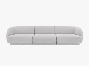CANAPEA MILEY, CU 3 LOCURI, GRI DESCHIS, CU TAPITERIE DIN TEXTIL BOUCLE BALOO, MICADONI - Img 2
