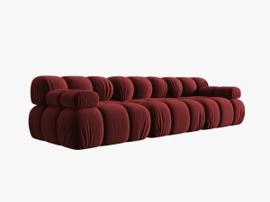 CANAPEA MODULARA BELLIS, 3 LOCURI, 282 CM, ROSU INCHIS 59, TAPITERIE DIN CATIFEA, DESIGN DEOSEBIT - Img 3