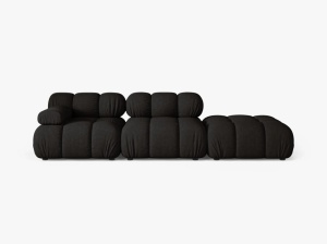 CANAPEA MODULARA BELLIS, PE DREAPTA, NEGARA, CU TAPITERIE DIN TEXTIL STRUCTURAT LIBERTY, MICADONI