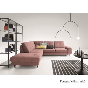 CANAPEA PRAGA, MODEL STANGA, ROZ PUDRA, DIN STOFA, EXTENSIBILA, SPATIU DEPOZITARE, STIL MODERN, TK - Img 1