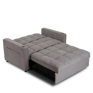 CANAPEA RABATABILA, ARTIM MEBLE, REALIZAT DIN MATERIAL TEXTIL GRI INCHIS SI METAL, STIL MODERN - Img 6