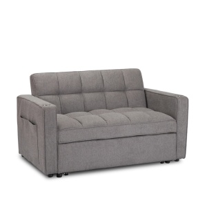 CANAPEA RABATABILA, ARTIM MEBLE, REALIZAT DIN MATERIAL TEXTIL GRI INCHIS SI METAL, STIL MODERN - Img 16
