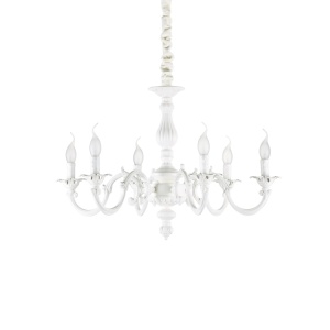 CANDELABRU JUSTINE SP6, ALB, DIN METAL, STIL CLASIC