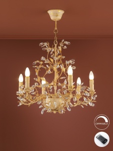 CANDELABRU VERDI 481016D, DIN METAL, FILDES SI CRISTALE FATETATE, STIL CLASIC, SCHULLER