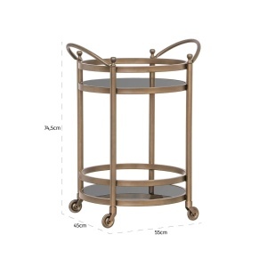CARUCIOR PENTRU SERVIRE HENDRICKS, 212944, AURIU, CONFECTIONAT DIN ALUMINIU, METAL SI STICLA, STIL MODERN - Img 4