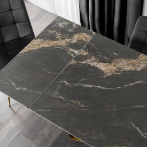 CEL MAI MIC PRET!!!MASA EXTENSIBILA 160-240CM, ARTIM MEBLE, REALIZATA DIN METAL SI CERAMICA, CULOARE MARMURA NEAGRA/AURIU, STIL MODERN - Img 6