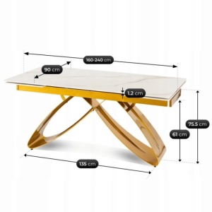 CEL MAI MIC PRET!!!MASA EXTENSIBILA 160-240CM, ARTIM MEBLE, REALIZATA DIN METAL SI CERAMICA, CULOARE MARMURA ALBA/AURIU, STIL MODERN - Img 9